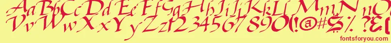 BaggageRegularTtstd-fontti – punaiset fontit keltaisella taustalla