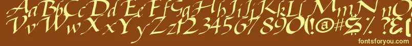 BaggageRegularTtstd-fontti – keltaiset fontit ruskealla taustalla