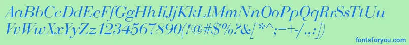 BodoniDisplayItalic Font – Blue Fonts on Green Background