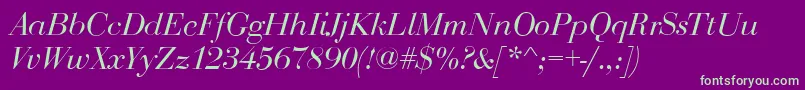 BodoniDisplayItalic Font – Green Fonts on Purple Background