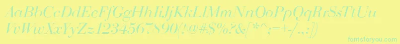 BodoniDisplayItalic Font – Green Fonts on Yellow Background