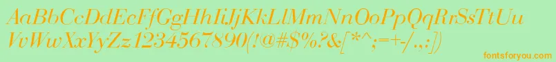 BodoniDisplayItalic Font – Orange Fonts on Green Background