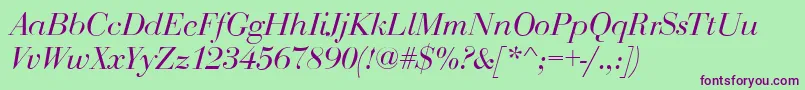 BodoniDisplayItalic Font – Purple Fonts on Green Background