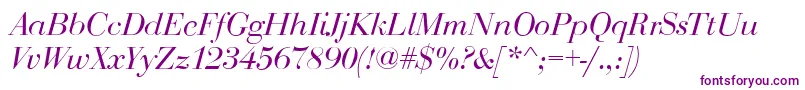 BodoniDisplayItalic-fontti – violetit fontit valkoisella taustalla