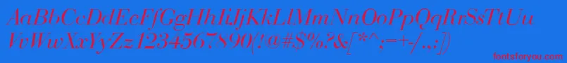BodoniDisplayItalic Font – Red Fonts on Blue Background