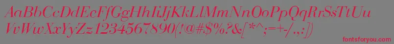 Fonte BodoniDisplayItalic – fontes vermelhas em um fundo cinza