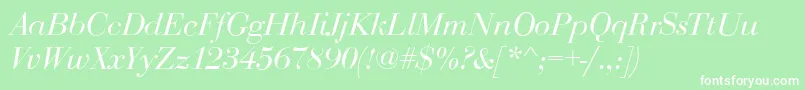 BodoniDisplayItalic Font – White Fonts on Green Background