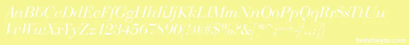 Fonte BodoniDisplayItalic – fontes brancas em um fundo amarelo