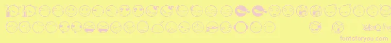 Yolksemoticons-fontti – vaaleanpunaiset fontit keltaisella taustalla