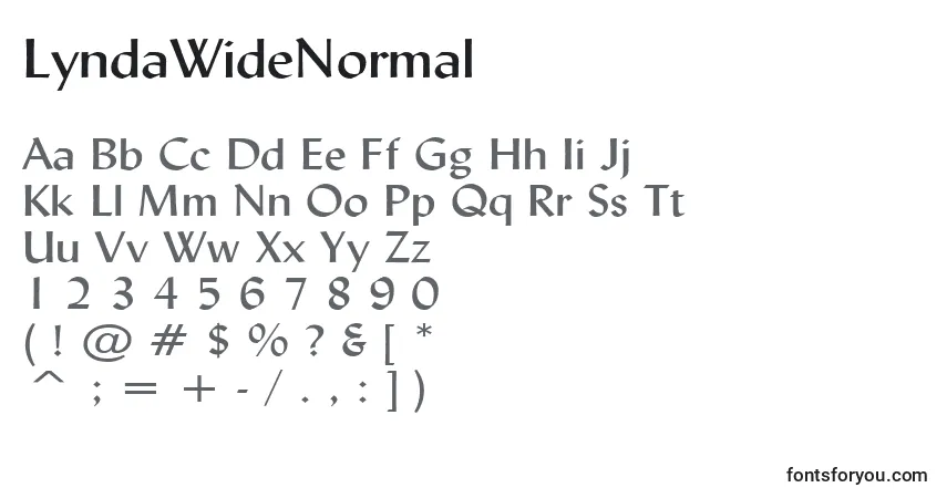 Czcionka LyndaWideNormal – alfabet, cyfry, specjalne znaki