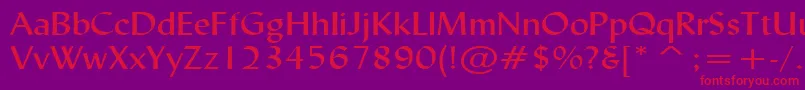 フォントLyndaWideNormal – 紫の背景に赤い文字