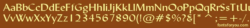 LyndaWideNormal Font – Yellow Fonts on Brown Background