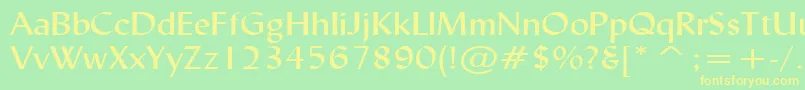 フォントLyndaWideNormal – 黄色の文字が緑の背景にあります