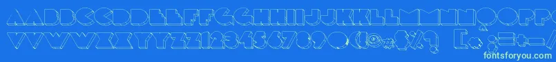 Czcionka Delargewired – zielone czcionki na niebieskim tle