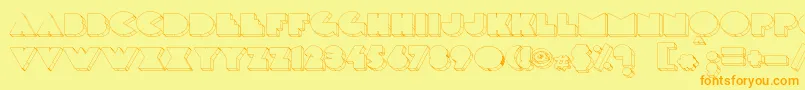 Delargewired-Schriftart – Orangefarbene Schriften auf gelbem Hintergrund