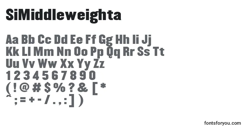 A fonte SiMiddleweighta – alfabeto, números, caracteres especiais