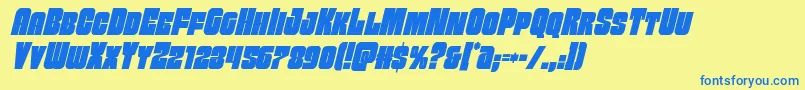 Funkmachinecondital Font – Blue Fonts on Yellow Background