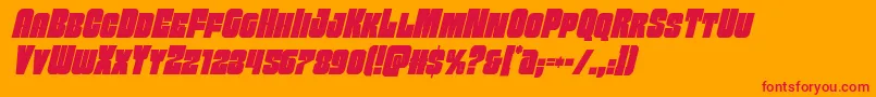 Funkmachinecondital-Schriftart – Rote Schriften auf orangefarbenem Hintergrund