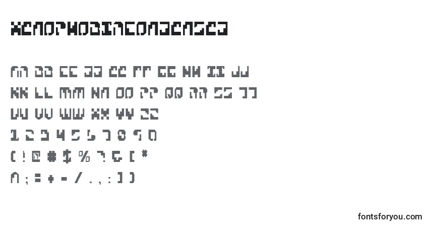 Czcionka XenophobiaCondensed – alfabet, cyfry, specjalne znaki