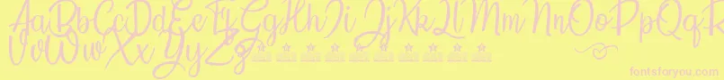 フォントSunflowersPersonalUse – ピンクのフォント、黄色の背景