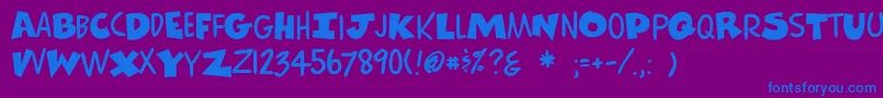 Czcionka Comicscartoon – niebieskie czcionki na fioletowym tle