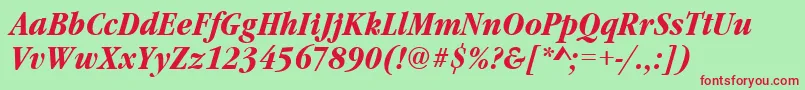 GaramonditcteeconBoldItalic Font – Red Fonts on Green Background