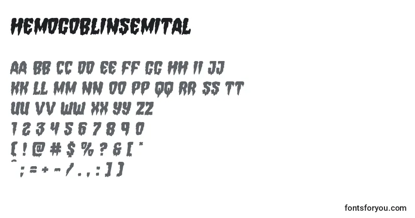 Schriftart Hemogoblinsemital – Alphabet, Zahlen, spezielle Symbole