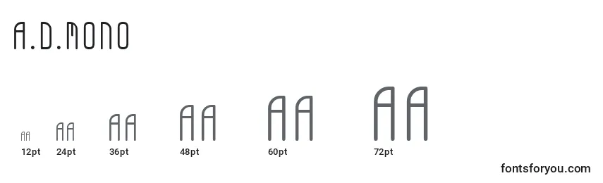Размеры шрифта A.D.Mono