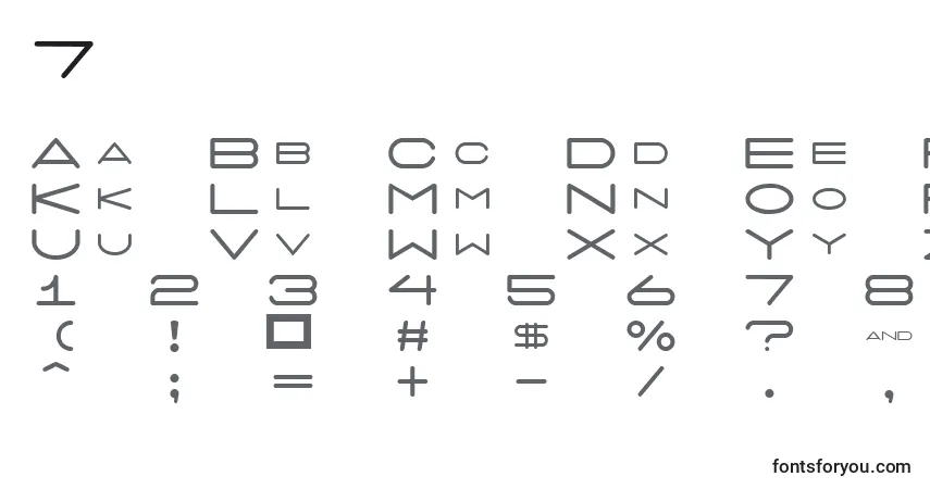 A fonte 7 – alfabeto, números, caracteres especiais