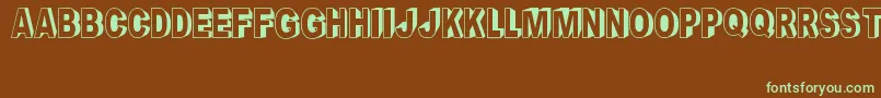 フォントCrayonSocialArt – 緑色の文字が茶色の背景にあります。