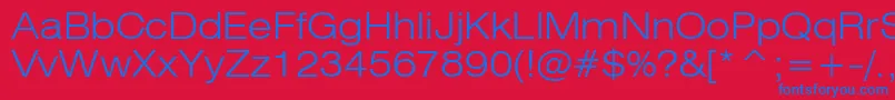 Więcej informacji o czcionce Swiss721LightExtendedBt Czcionka Swiss721LightExtendedBt – niebieskie czcionki na czerwonym tle
