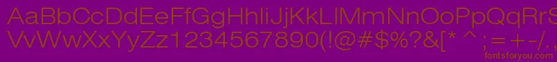Swiss721LightExtendedBt Font – Brown Fonts on Purple Background