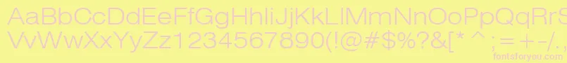 Swiss721LightExtendedBt Font – Pink Fonts on Yellow Background