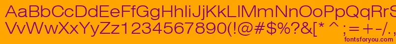 Swiss721LightExtendedBt Font – Purple Fonts on Orange Background