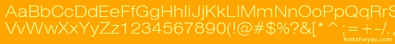 More about Swiss721LightExtendedBt Font Swiss721LightExtendedBt Font – Yellow Fonts on Orange Background