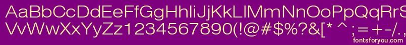 Swiss721LightExtendedBt Font – Yellow Fonts on Purple Background