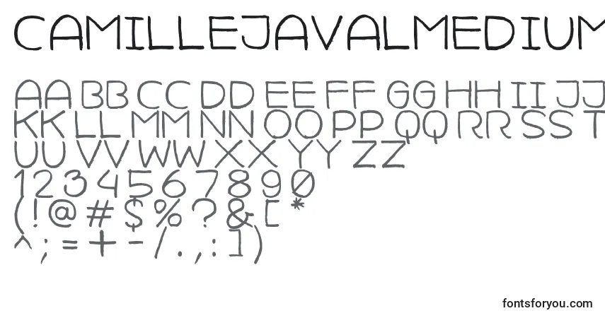 characters of camillejavalmedium font, letter of camillejavalmedium font, alphabet of  camillejavalmedium font