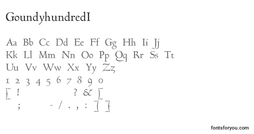 GoundyhundredI Font – alphabet, numbers, special characters