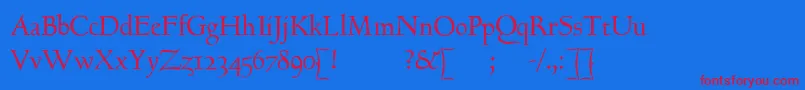 フォントGoundyhundredI – 赤い文字の青い背景