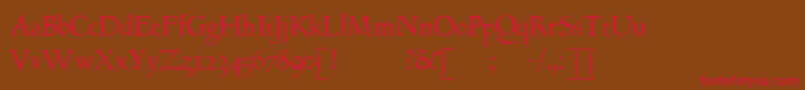 フォントGoundyhundredI – 赤い文字が茶色の背景にあります。