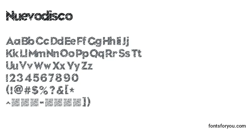 Schriftart Nuevodisco – Alphabet, Zahlen, spezielle Symbole