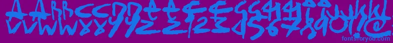 フォントSickSketchlings – 紫色の背景に青い文字