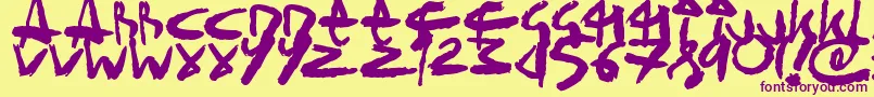 SickSketchlings Font – Purple Fonts on Yellow Background