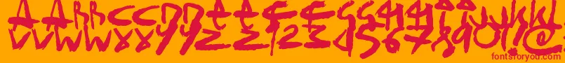 フォントSickSketchlings – オレンジの背景に赤い文字