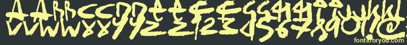 フォントSickSketchlings – 黒い背景に黄色の文字