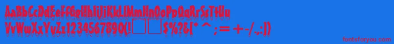 EiszapfenNormal-Schriftart – Rote Schriften auf blauem Hintergrund