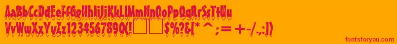 EiszapfenNormal-Schriftart – Rote Schriften auf orangefarbenem Hintergrund