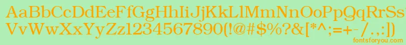 フォントErBukinist866 – オレンジの文字が緑の背景にあります。