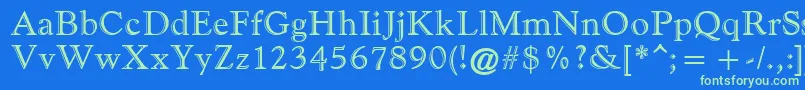 GoudyHandtooledAtt Font – Green Fonts on Blue Background