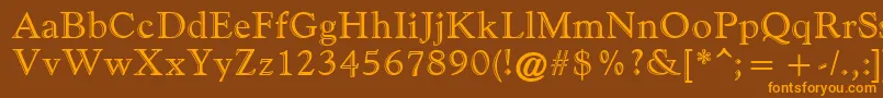 GoudyHandtooledAtt Font – Orange Fonts on Brown Background